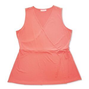 Charter Club Cotton V-Neck Wrap Top Resort Coral M